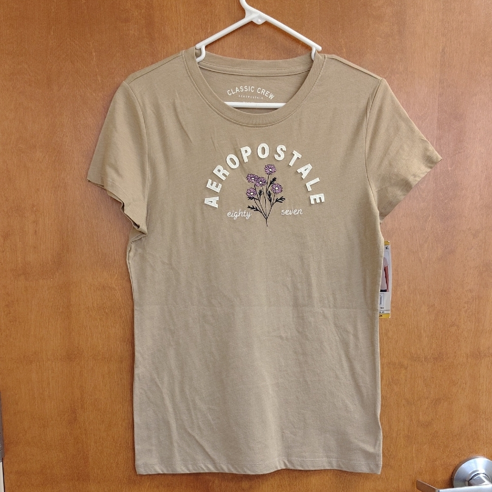 Aeropostale Women's Classic Crew Tan Graphic Tee